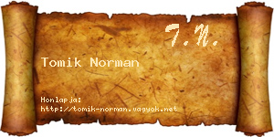 Tomik Norman névjegykártya